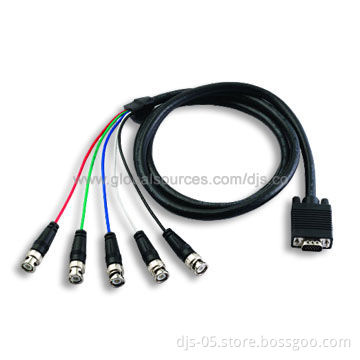 VGA to 5 x BNC Cable with Coaxial Connector and High Performance, RoHS-compliant